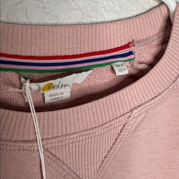 NWT Boden Puff Sleeve Light Pink Short Sleeve Sweatshirt Size 4 Small - Picture 2 of 6